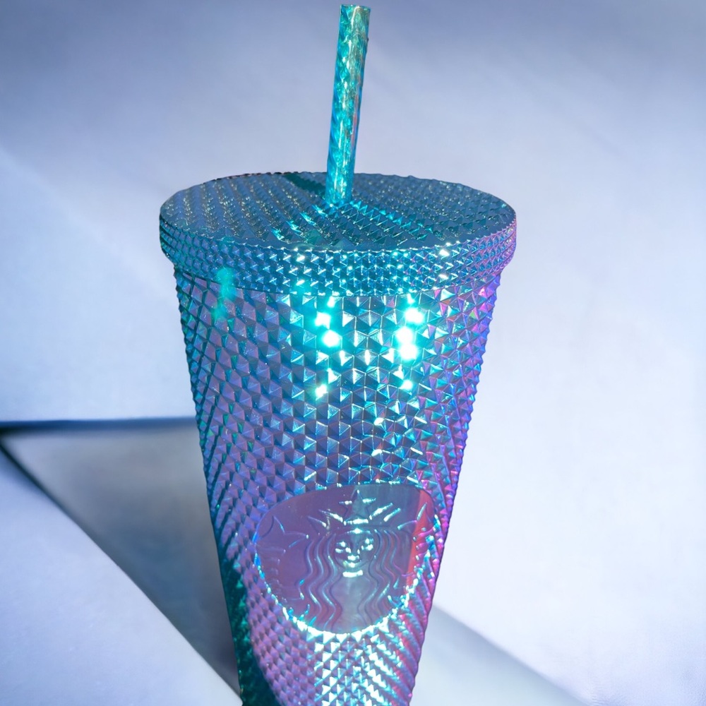 NEW Starbucks 24oz Teal Chrome Studded Venti Tumbler NWT - Picture 7 of 11